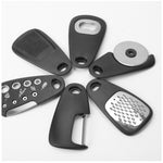 Set 6 in 1 mini ustensile bucatarie Flippy, taietor pizza, cutit, curatator, razatoare, desfacator, presa usturoi,