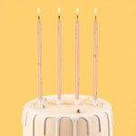 Set 6 Lumanari Lungi, Flippy, din Parafina, 10 x 0.5 cm, Happy Birthday, Roz