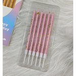 Set 6 Lumanari Lungi, Flippy, din Parafina, 10 x 0.5 cm, Happy Birthday, Roz