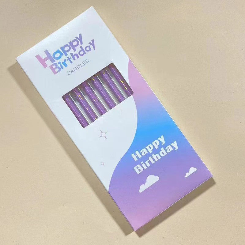 Set 6 Lumanari Lungi, Flippy, din Parafina, 10 x 0.5 cm, Happy Birthday, Mov