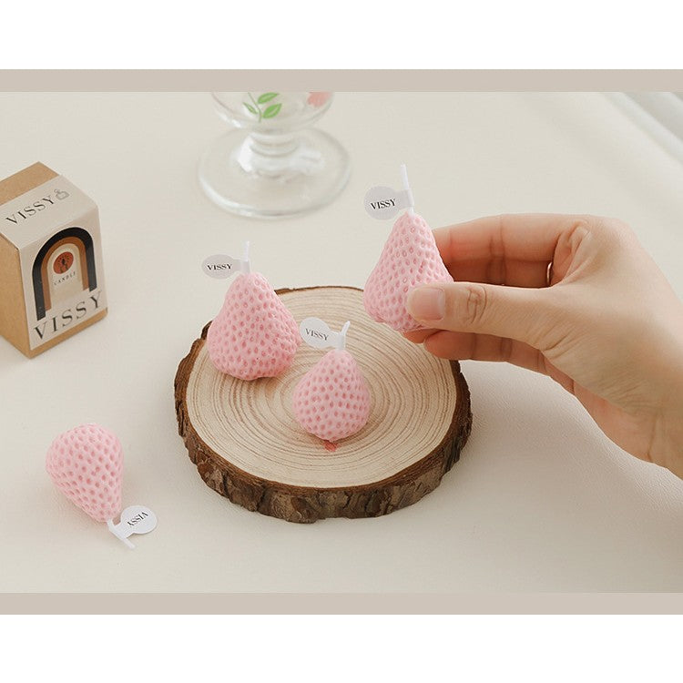 Set 6 Lumanari Parfumate, Flippy, Model Capsunici, Ardere 30 min, 78g, 6.3 x 9.3 x 3.8 cm, Roz