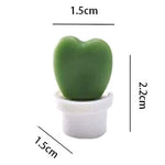 Set 6 Magneti de Frigider, Flippy, Model Cactusi in Ghiveci, din ABS si Magnet, Verde/Alb