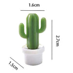 Set 6 Magneti de Frigider, Flippy, Model Cactusi in Ghiveci, din ABS si Magnet, Verde/Alb