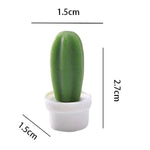 Set 6 Magneti de Frigider, Flippy, Model Cactusi in Ghiveci, din ABS si Magnet, Verde/Alb