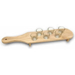 Pahare Shot din Sticla, Flippy, Set 6 pahare pentru Shot cu Suport din Lemn, Design Rustic, 41 x 8.5 x 6 cm, Model 2,