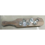 Pahare Shot din Sticla, Flippy, Set 6 pahare pentru Shot cu Suport din Lemn, Design Rustic, 41 x 8.5 x 6 cm, Model 2,