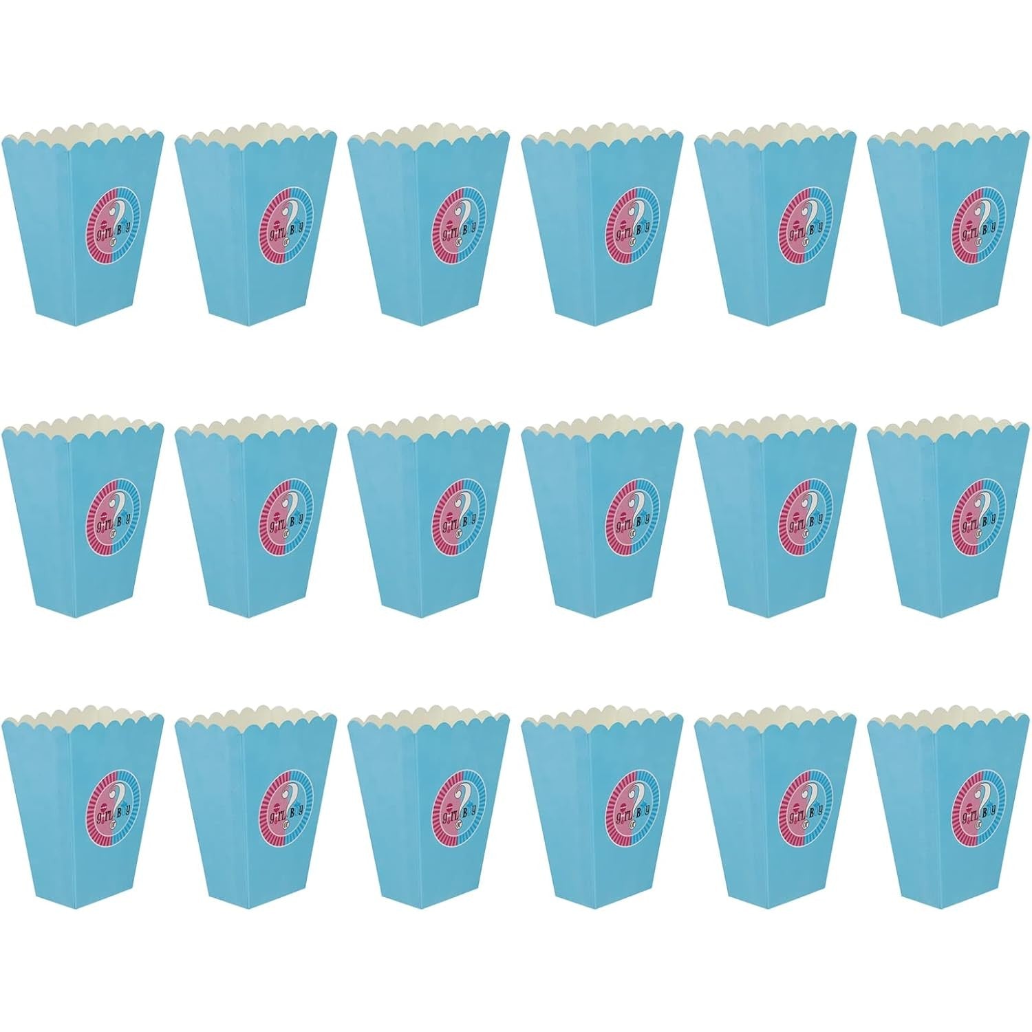 Set 6 Cutii Popcorn Gender Reveal, Flippy, Girl or Boy, din Carton, 13 x 9 cm, Roz/Albastru