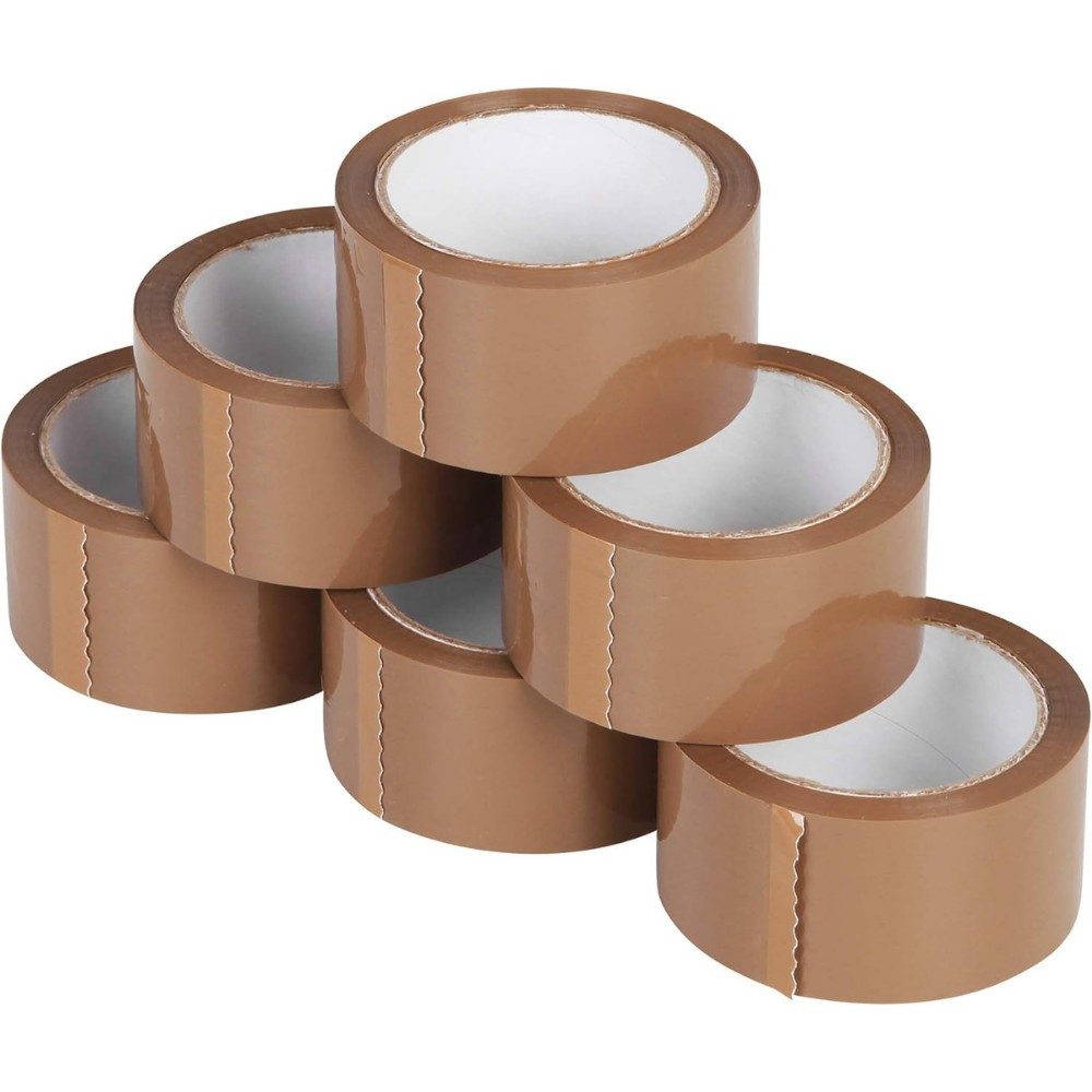 Set 6 Role Banda Adeziva Low Noise pentru Ambalare Colete si Pachete, Aderenta Ridicata, Derulare Silentioasa, 5 cm x