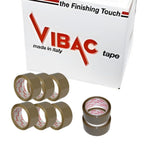 Set 6 Role Banda Adeziva Solvent Vibac pentru Ambalare Cutii si Sigilare Colete, Rezistenta, Aderenta Ridicata, 48 mm x