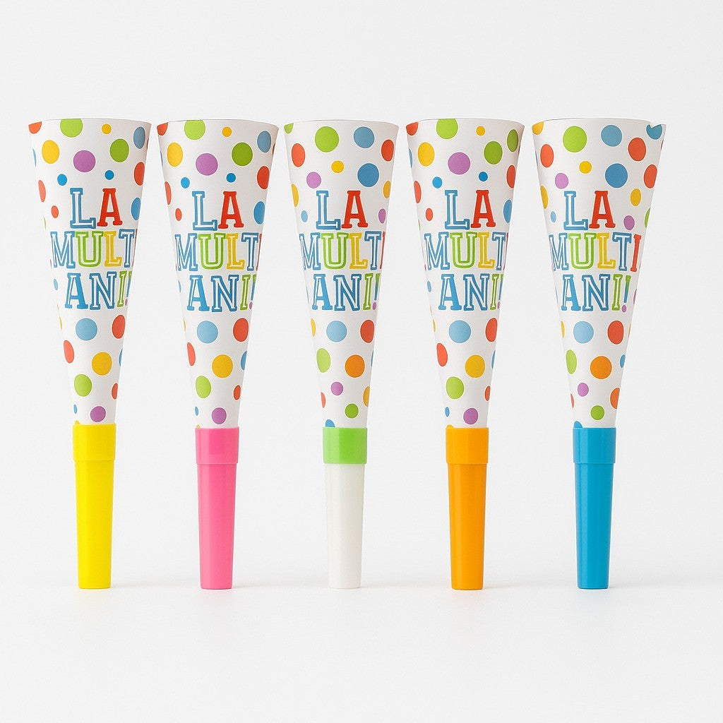 Set 6 Suflatori, Flippy, Colectia LA MULTI ANI, 20 cm, din Carton, Multicolor