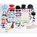 Set 60 de Accesorii pentru Petrecere, Flippy, Props pentru Coltul de Poze, Ochelari, Palarii, Mustata, Cravata, pentru