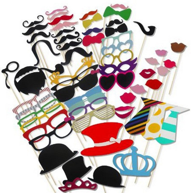 Set 60 de Accesorii pentru Petrecere, Flippy, Props pentru Coltul de Poze, Ochelari, Palarii, Mustata, Cravata, pentru