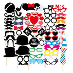 Set 60 de Accesorii pentru Petrecere, Flippy, Props pentru Coltul de Poze, Ochelari, Palarii, Mustata, Cravata, pentru