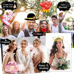 Set 60 de Accesorii pentru Petrecere, Flippy, Tematica Nunta, Props pentru Coltul de Poze, Ochelari, Palarii, Mustata,