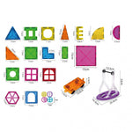 Set 60 de Piese Magnetice de Constructie, Flippy, Magnetic Tiles, Piese Mari, Forme Geometrice, 3 Ani, ABS, Magnet,