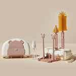 Set 7 Piese de Spalat/Uscat Biberoane, Flippy, Portabil, Peri de Silicon, pentru Tetine, Suzete, Biberoane, Paie, Cutie