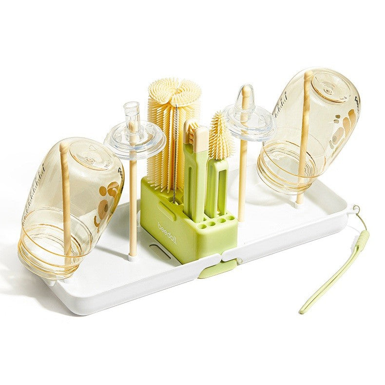Set 7 Piese de Spalat/Uscat Biberoane, Flippy, Portabil, Peri de Silicon, pentru Tetine, Suzete, Biberoane, Paie, Cutie