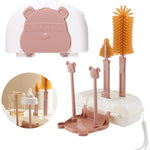 Set 7 Piese de Spalat/Uscat Biberoane, Flippy, Portabil, Peri de Silicon, pentru Tetine, Suzete, Biberoane, Paie, Cutie