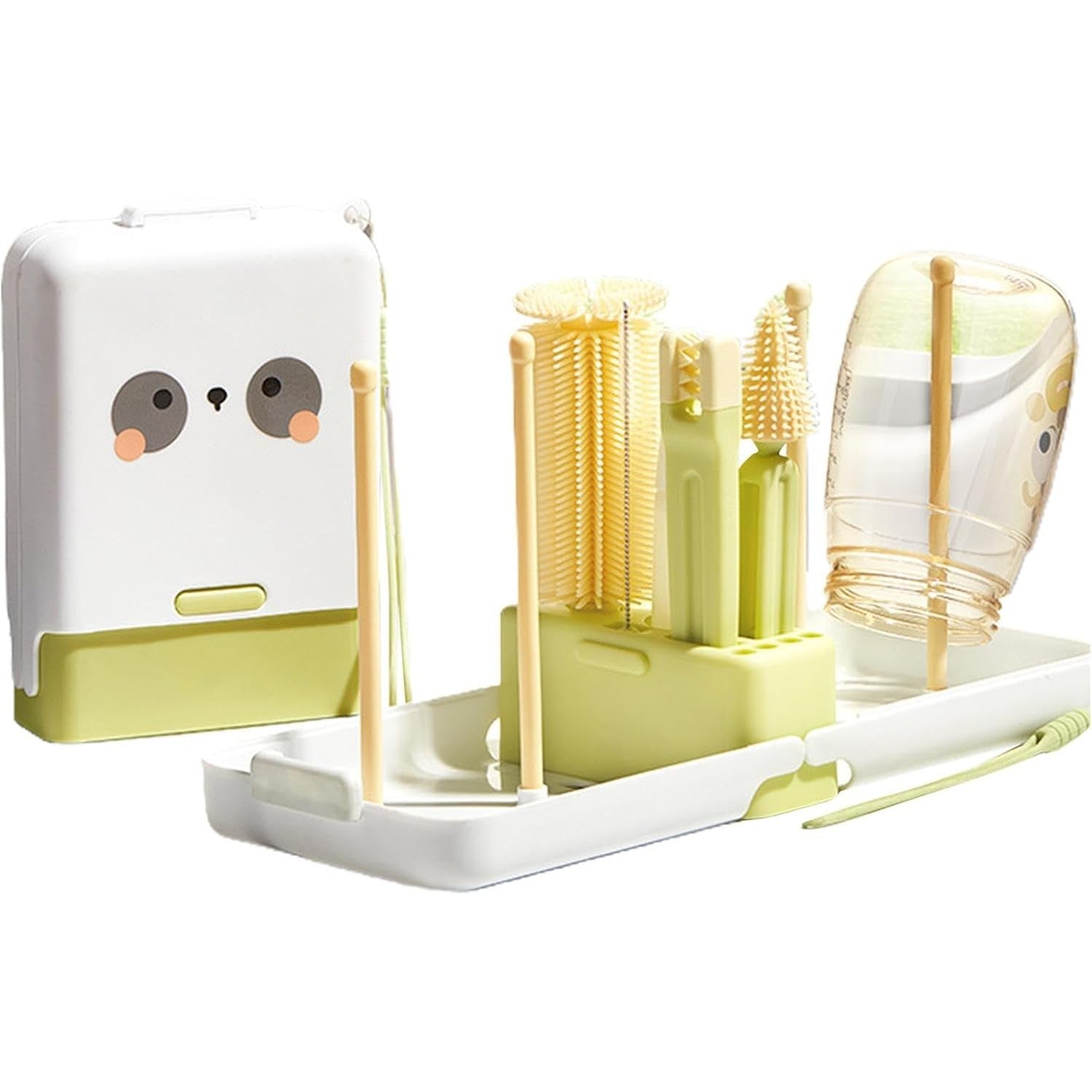 Set 7 Piese de Spalat/Uscat Biberoane, Flippy, Portabil, Peri de Silicon, pentru Tetine, Suzete, Biberoane, Paie, Cutie