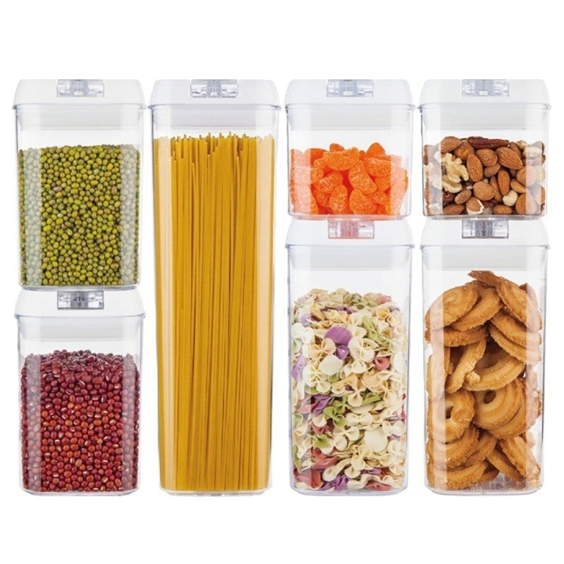 Set 7 Recipiente din Plastic, Flippy, pentru Alimente/Obiecte, Inchidere Ermetica, 2 x 0.5l, 2 x 0.8l, 2 x 1.2l, 1 x