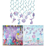 Set 8 Decoratiuni pentru Petrecere Sirena, Flippy, Colectia Mermaid, Panglici Incluse, Multicolor