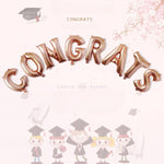 Set 8 Baloane din Folie Metalizata, Flippy, Model Scris Congrats, Litere de 40 cm, Tema Absolvire, Baloane Party,