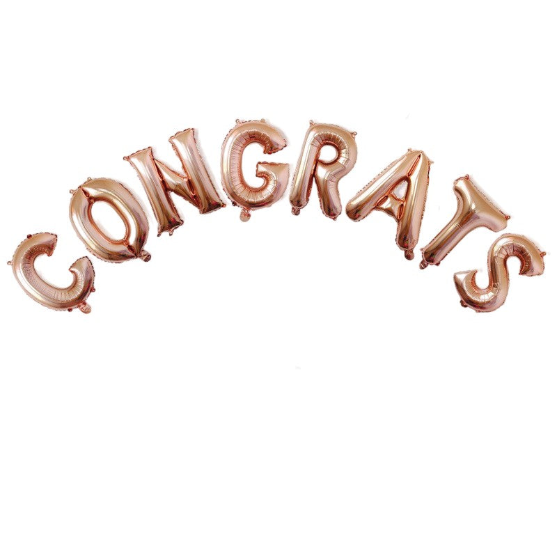 Set 8 Baloane din Folie Metalizata, Flippy, Model Scris Congrats, Litere de 40 cm, Tema Absolvire, Baloane Party,