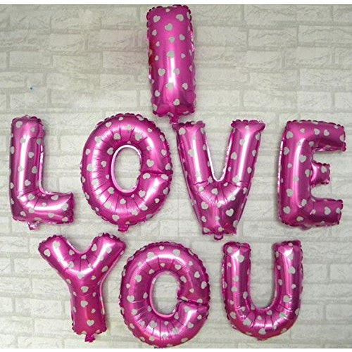 Set 8 Baloane din Folie Metalizata, Figurine Litere, Model I Love You, Tema Ziua Indragostitilor, 40 cm, Ambalaj
