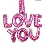 Set 8 Baloane din Folie Metalizata, Figurine Litere, Model I Love You, Tema Ziua Indragostitilor, 40 cm, Ambalaj