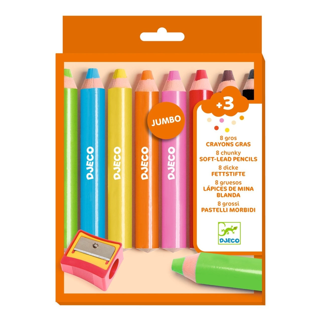 Set 8 creioane colorate cu ascutitoare, Djeco