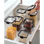 Set 8 Recipiente din Plastic, Flippy, pentru Alimente/Obiecte, Inchidere Ermetica, 2 x 460 ml, 3 x 700 ml, 2 x 1300 ml,