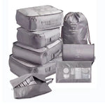 Set 8 huse organizare bagaj Flippy, material poliester, impermeabil, cu fermoar, pentru calatorii sau dulap, sac pentru