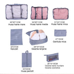Set 8 huse organizare bagaj Flippy, material poliester, impermeabil, cu fermoar, pentru calatorii sau dulap, sac pentru
