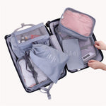 Set 8 huse organizare bagaj Flippy, material poliester, impermeabil, cu fermoar, pentru calatorii sau dulap, sac pentru