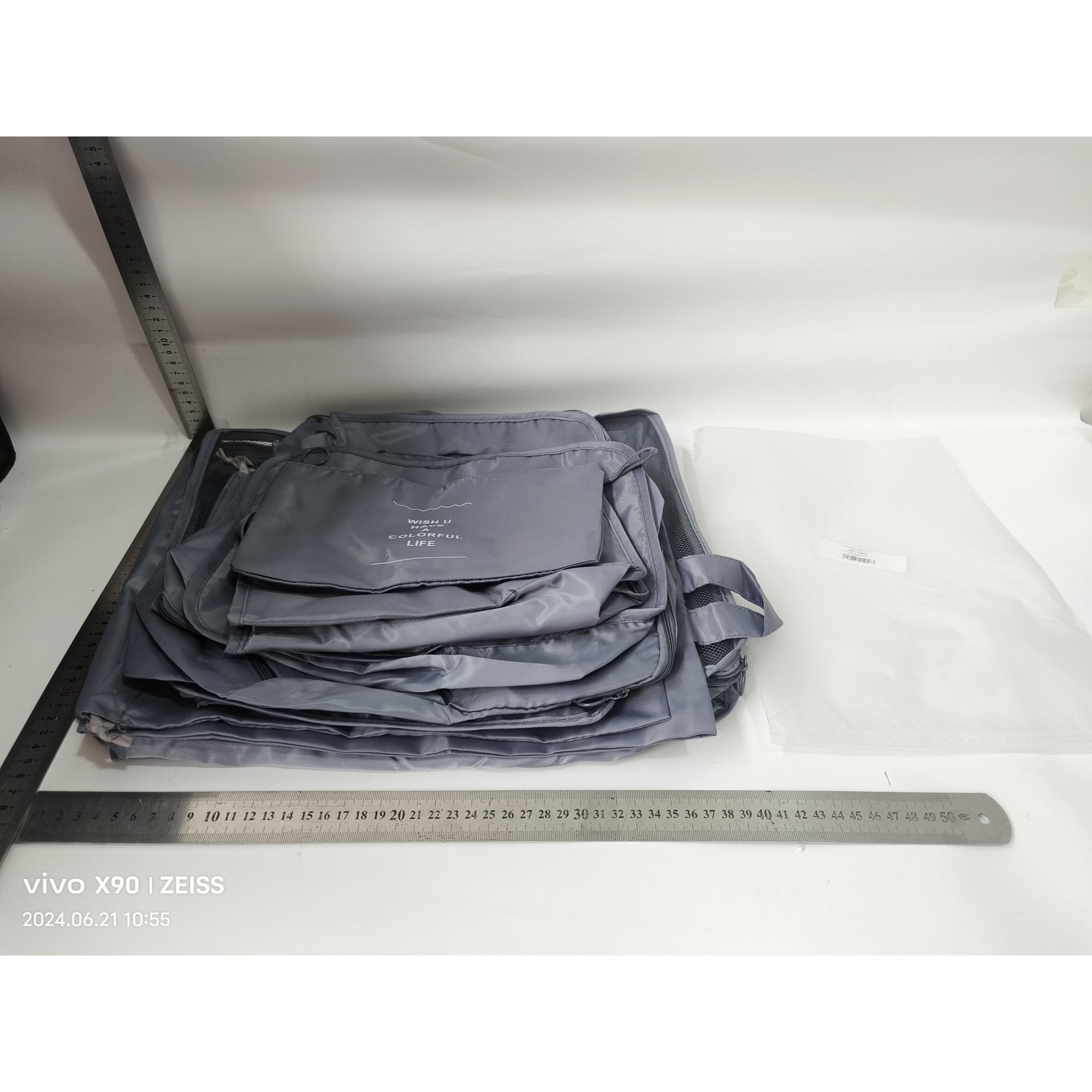 Set 8 huse organizare bagaj Flippy, material poliester, impermeabil, cu fermoar, pentru calatorii sau dulap, sac pentru