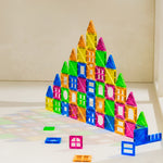 Set 88 Piese Magnetice de Constructie, Flippy, Piese 5.5 cm, Magnetic Tiles, Forme Geometrice, 3 Ani, ABS, Magnet, 27.5