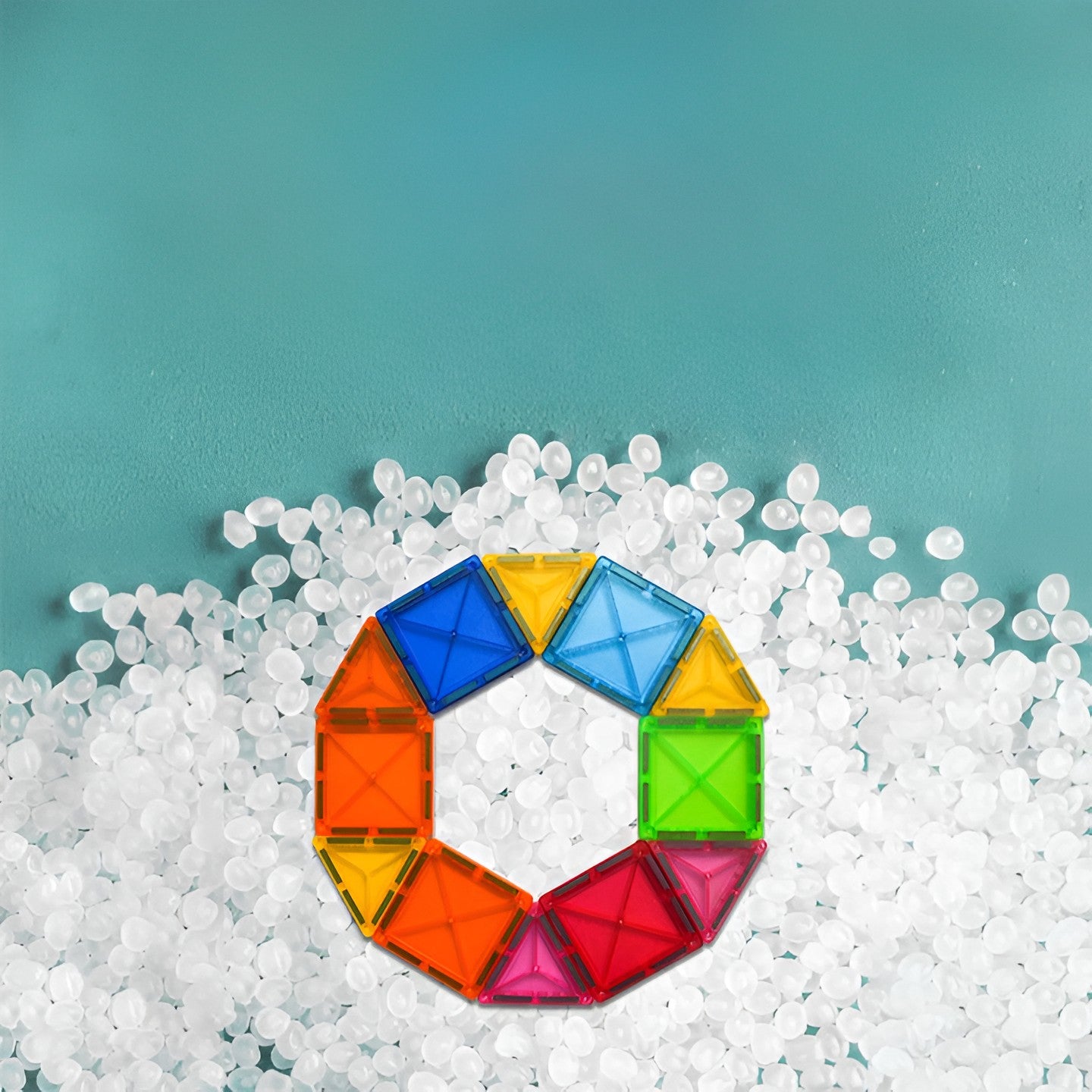 Set 88 Piese Magnetice de Constructie, Flippy, Piese 5.5 cm, Magnetic Tiles, Forme Geometrice, 3 Ani, ABS, Magnet, 27.5