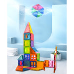 Set 88 Piese Magnetice de Constructie, Flippy, Piese 5.5 cm, Magnetic Tiles, Forme Geometrice, 3 Ani, ABS, Magnet, 27.5