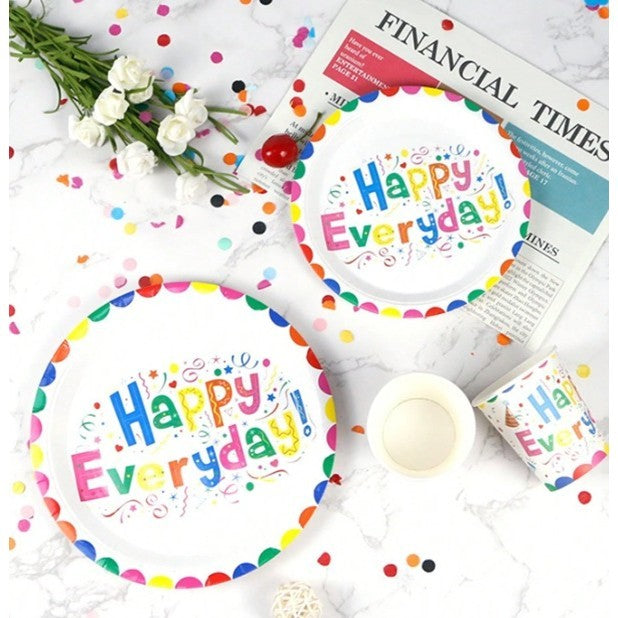 Set 9 Accesorii pentru Masa, Petrecere, Flippy, Model Happy Everyday, 78 buc, Multicolor