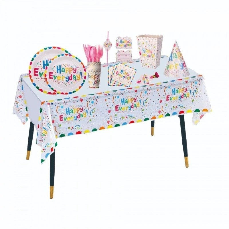 Set 9 Accesorii pentru Masa, Petrecere, Flippy, Model Happy Everyday, 78 buc, Multicolor