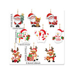 Set 9 Decoratiuni de Craciun din Lemn, Flippy, cu Snur pentru Agatare in Brad, 3 Modele, Model Mos Craciun cu Brad, Ren