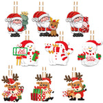 Set 9 Decoratiuni de Craciun din Lemn, Flippy, cu Snur pentru Agatare in Brad, 3 Modele, Model Mos Craciun cu Brad, Ren