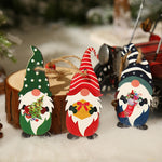 Set 9 Decoratiuni de Craciun din Lemn, Flippy, cu Snur pentru Agatare in Brad, 3 Modele Mos Craciun Diferite