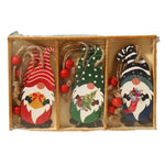 Set 9 Decoratiuni de Craciun din Lemn, Flippy, cu Snur pentru Agatare in Brad, 3 Modele Mos Craciun Diferite