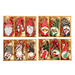 Set 9 Decoratiuni de Craciun din Lemn, Flippy, cu Snur pentru Agatare in Brad, Model Mos Craciun Diferite Dimensiuni, 3