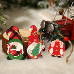 Set 9 Decoratiuni de Craciun din Lemn, Flippy, cu Snur pentru Agatare in Brad, Model Mos Craciun Pitic Diferite