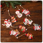 Set 9 Decoratiuni de Craciun din Lemn, Flippy, cu Snur pentru Agatare in Brad, Model Oameni de Zapada, 3 Modele,