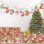 Set 9 Decoratiuni de Craciun din Lemn, Flippy, cu Snur pentru Agatare in Brad, Model Oameni de Zapada, 3 Modele,