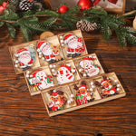 Set 9 Decoratiuni de Craciun din Lemn, Flippy, cu Snur pentru Agatare in Brad, Model Oameni de Zapada, 3 Modele,