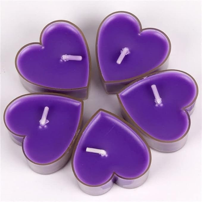 Set 9 Lumanari in Forma de Inima, Flippy, pentru Ziua Indragostitilor, Aroma de Lavanda, Ardere 3.5 h, din Parafina, 4